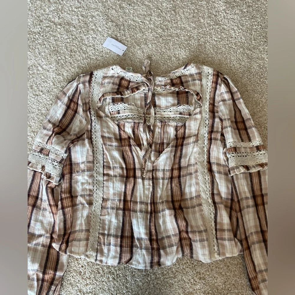 NWT American Eagle Plaid Blouse - Picture 3 of 4
